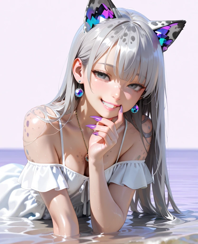 photorealistic,<lora:mlz-000024:0.6>,1girl,mlz,fox ear,{{{masterpiece}}},{{{best quality}}},{{ultra-detailed}},{{an extremely delicate and beautiful}},{cinematic lighting},jewelry,{dynamic angle},(delicate photograph:1.4),(soft focus:1.4),{detailed face},{Depth of field},{dark intense shadows:1.1},necklace,Intricate and refined delicate details,light leaks,{colorful},{Depth of field},in beach,