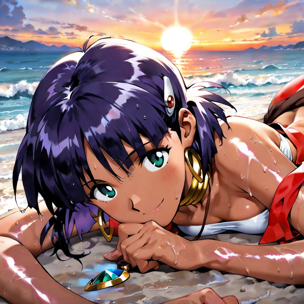 NSFW,masterpiece,Highest quality,High resolution,Very detailed,Sinon\(Sword Art Online\),(High quality sexy halter neck micro bikini), hair ornaments, Hair Clip,Expectant face,Estrus,sexual excitement,blush,(Ahegao),Ocean,Beach,Palm tree,Rock Shade,(Middle-aged men),(Have sex),heart,(Brown Skin),(Sex slave)