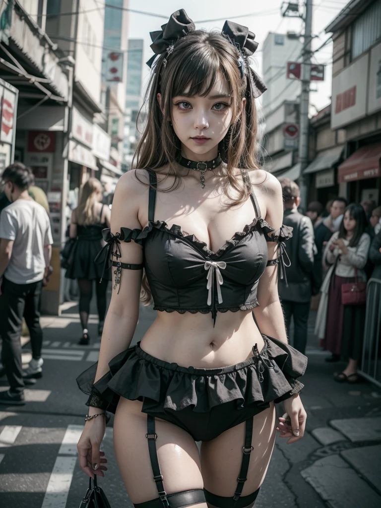 ultra-detailliert、hightquality、top-quality、high detailing、Precise illustrations、Pencil drawing、Edge Detection、sharpness、High contrast、Highlight、photoRealstic、ciinematic light、８k、Lots of creepy mannequins、Lots of dolls、Lots of bikini gals、Lots of girls、parade、Black Parade、dance、matsuri、
