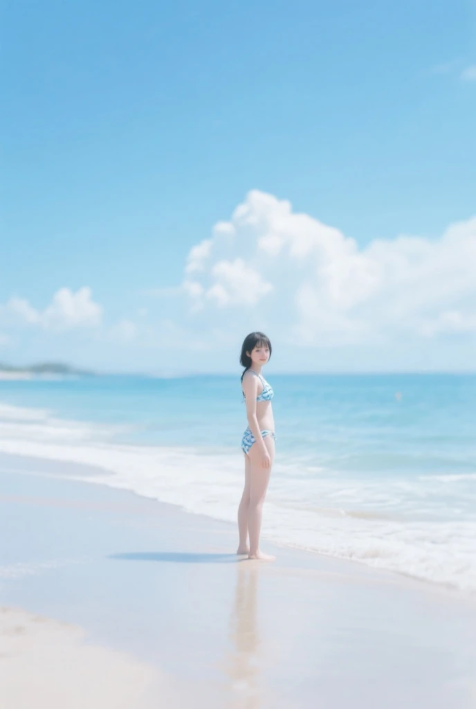 swim wears、The cloth is actively small、Seaside in the evening
