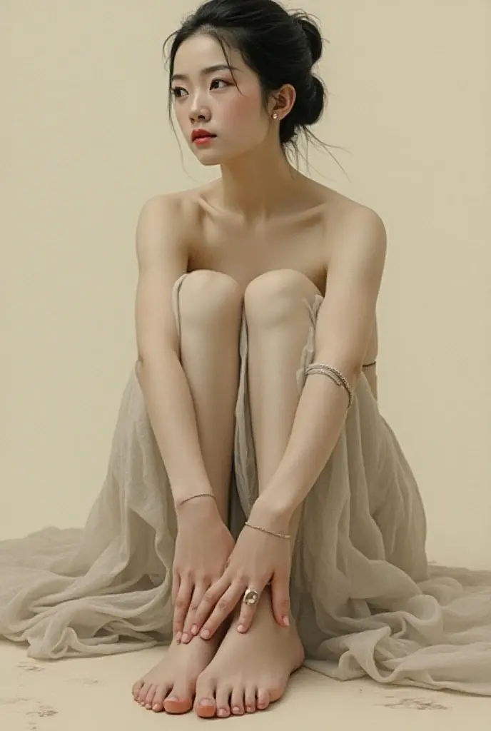 Top image quality、tmasterpiece、in style of norman rockwell、Lunar surface、beautiful fair-skinned girl、drenched all over the body,The clothes were all wet,Get wet with water,Wears a light pink wizard robe,(The fabric of the clothes is light and thin),The Witch,Broken clothes,The wizard's robe tightened his body,the space ,。.。.。.。.。.。.。.。.。.。.。.。.。.。.。.。.。.3D,The clothes are light pink、Beautiful little face,Perfect facial features,a small face、Light makeup、Black hair on braids、mediuml breasts、Big buttocks、Sit Pose、Full body like、(Her hands were tied with ribbons),hangs in the air、No shoes、Girls wear only socks,(There are no shoes on the feet),Barefoot,Barefoot,Sexy slender legs、Wearing thin light pink silk pantyhose,Spread your legs high,The legs are spread to the sides,Stretch your legs high to the audience,the rule of thirds、Ultra-wide angle low angle