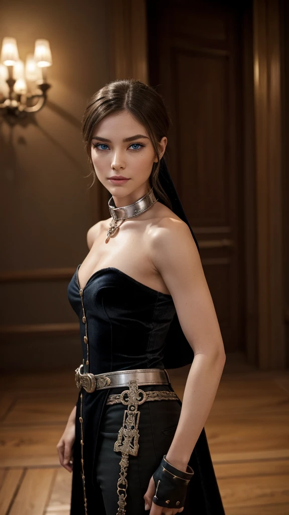 Raw Photography, ((Best Quality, 8k, Master Piece, :1.3)), Clear Focus: 1.2, (Anne Hathaway: 1.2), (Medieval Nobleman's Wife: 1.1), Lovely Smile, Small, Slender, Sea View Room