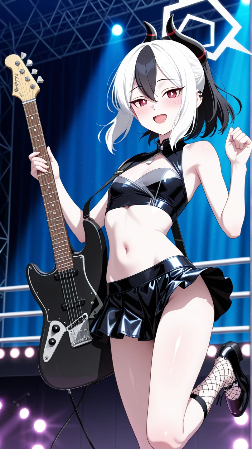 Highest quality,masterpiece,Band vocals,Live Stage,Completely naked,Small live music venue,High tension,Silver Hair,Nipples,Pussy