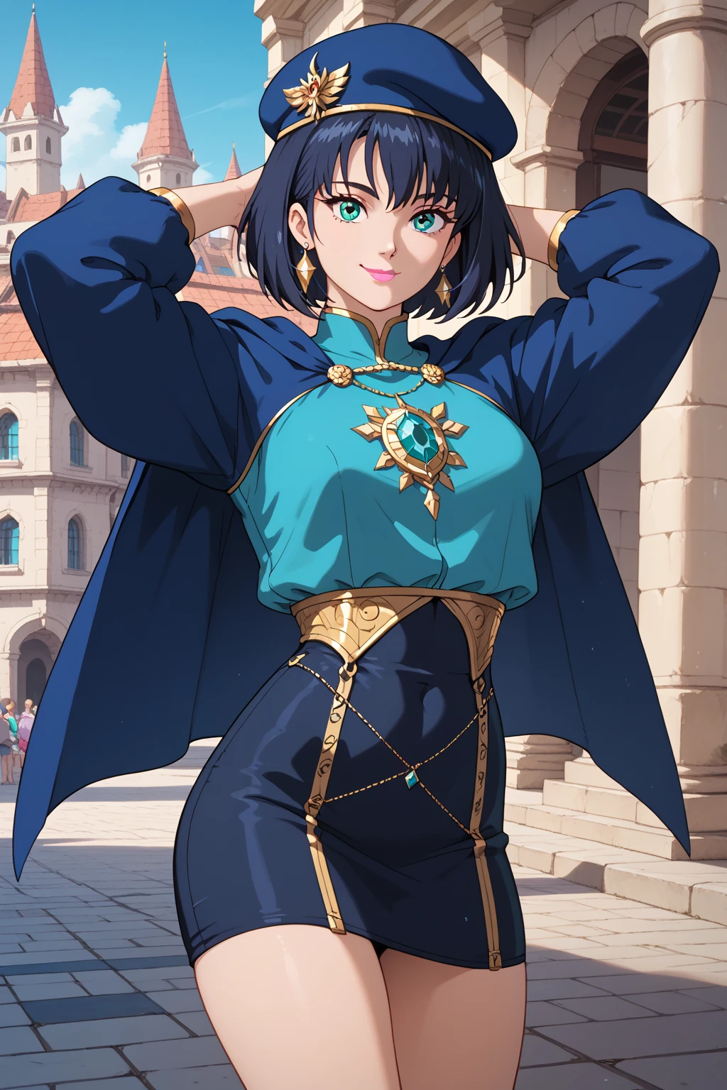 a beautiful strong woman from behind with a bulge in her dress, intricate detailed portrait, highly detailed face and eyes, , photorealistic, 8k, best quality, unreal engine, volumetric lighting, chiaroscuro, dramatic shadows. Male genitals, male bulge, bulge in pants, BIG BULGE, NOTABLE BULGE IN PANTS. Male mommy