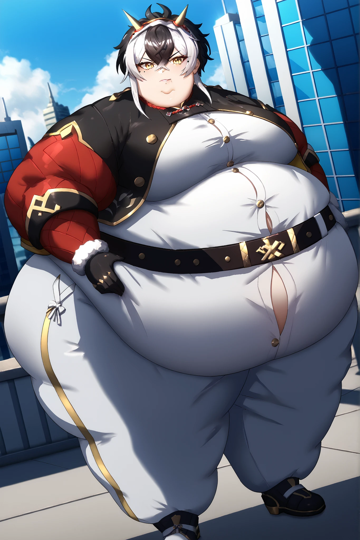 best quality, masterpiece, solo, (( Tall ,Feminine))anime Male in red Dress with crown,( Red corset, Skirt trail), wearing an ornate outfit, anime princess, in a fancy elaborate dress, ((Long Orange Hair:1.4)), ((hair styled in curls:1.3)),((Green eyes)),(Freckles),((Wide Hips)) , ((Thick Thighs )), Background(Ballroom)), expression (Smug, smile , Seductive )