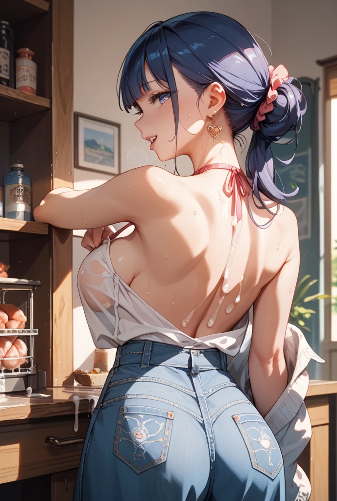 ((Best quality, 8k, Masterpiece: 1.3)), Sharp focus: 1.2, A beautiful woman with perfect body: 1.4, Slim abdomen: 1.2, ((Layered haircut, Large breasts: 1.2)), (??????), (Angle from side:1.3), (side boob), (side shot), (view from side), (profile), (side hip), ((ultra-quality)), (After ????:1.3), (???????:1.3), (in 8K), ultla highres, Hyper Detailed, High contrast, Ultrafine Strike, creative refinement, absurdres, Realistic, extremely detailed CG unified 8k wallpaper, Highly detailed, High-definition raw color photos, professional photograpy, Realistic portrait, Cinematic Light, Beautiful detailed, 20 years old woman, (realistic skin:1.5), (shiny skin), (oily skin), (Best Quality:1.4), Super Detail, High quality, ​master piece, lifelike, (After ???), ???????, Perfect face, Silly, (arms behind back:1.5), (??? on chest:1.3), (???????:1.3), (??? on body:1.3), (Sharp Focus), (upper body), (close up), Delicate Beautiful Hair and Eyes and Face, Delicate eyes, radiant eyes, Lifelike, Hyper-detailing, (colossal tit:1.8), (Big breast:1.8), (Beautiful breast:1.5), (nude upper body:1.3), (arms behind back), (arms are down), Beautiful cute woman, camel-toe details, NSFW, slim body, wet clothes, wet body,, (Silver dress, Red dress, Blue dress), Short hair, Hair ribbon, Bob cut, Red hair ribbon,)