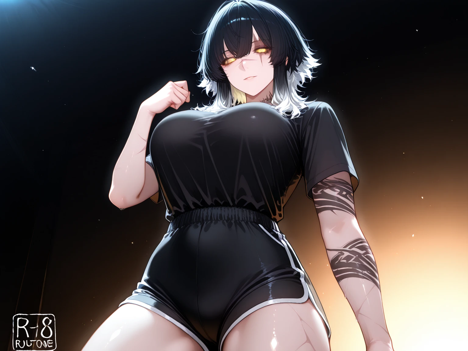 (((Pregnant,(((konan \(naruto\),konan, blue hair, Orange pupils, short hair, hair ornament, flower, hair flower, ))),(((wide hips))),S-shaped body:1.7))),((masterpiece)),high resolution, ((Best quality at best)),masterpiece,quality,Best quality,((( Exquisite facial features,looking at the audience,There is light in the eyes,shy,blush,lol ))),(((Light and shadow interlace,huge ))),(((looking into camera,Pregnant,sitting,Put your hands behind your back)))