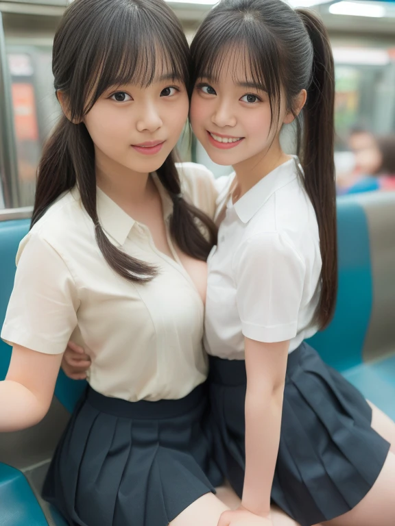 (Wearing winter uniform、Close-up portrait of two girls with slim bodies, small breasts and pigtail hair:1.5)、(Two girls sitting on chairs on a cafe terrace drinking latte:1.3)、(Cafe open terrace :1.3)、(Perfect Anatomy:1.3)、(Complete Hand:1.3)、(Full Finger:1.3)、Photorealistic、Raw photo、Tabletop、highest quality、High resolution、Delicate and beautiful、Perfect Face、Beautiful fine details、Fair skin、Real human skin、pores、((Thin legs))、(Black Hair)、((Boyfriend and girlfriend having sex in missionary position:1.5))、((Sexual pose:1.5))、((Spread legs POV:1.5))、((Breasts exposed:1.5))、((A thin layer of sweat:1.5))、((Insert your into your:1.5))