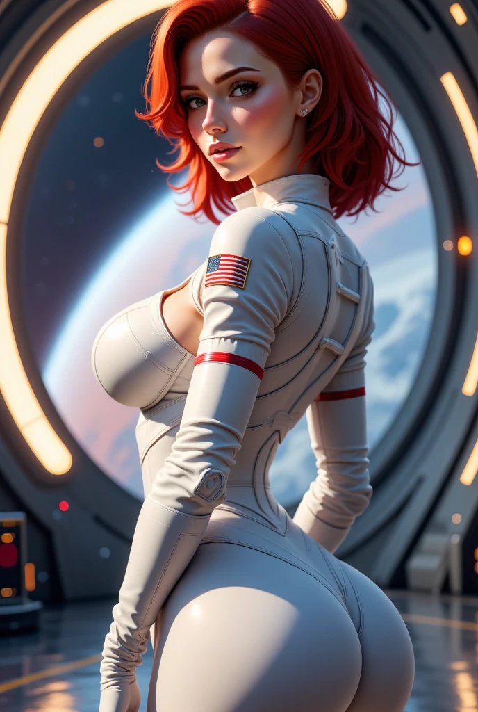 (Starry Sky), City, Redhead Girl, Basketball Suit, Close-fitting Clothes, Wide Buttocks, White Silk Meat, Lifted Skirt, No Underwear