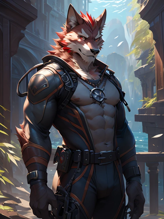 4k, ,8K, A high resolution, best quality, perfect colors, perfect shadows, perfect lighting, posted on e621, (by Chunie, by canyne khai, by t.y.starale), male, furry, fox anthro, diederich olsen (/knights college/), solo, red eyes, (Realistic eye details 1.2), beach, wearing tank top, wearing jogger sweatpants, Full body like, Slim body, abs, dramatic lighting, soft lighting, day, highly detail, Hair coiled, delight, Standing up position, cool pose charm, Abstract beauty, centre, Looking at the camera, Facing the camera, nearing perfection, Dynamic, highly detailed, illustration, (Realistic background), ((Bonifasko lighting)), (Detailed eyes), perfect pupils, detail eyes, detail fluffy fur, (seductive face:1.2), fit body, Looking at the camera,, fit body, perfect male figure, Detailed fur, Detailed face, Perfect face, Detailed background, (Complex), (Super Detail), (Ultra Clear), (Best Quality)