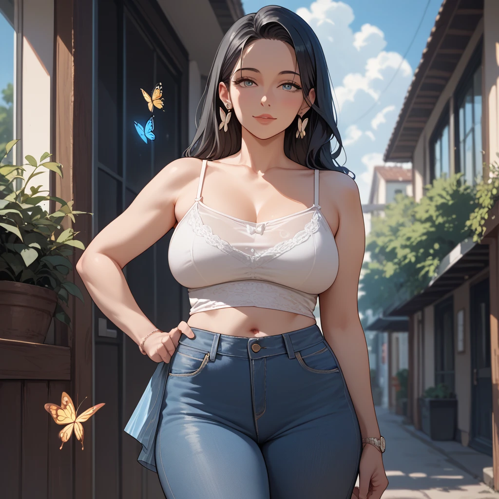 "(Ultra photo realsisim, Photorealistic, 8K, Intricate details)), ((front low angle image)), 1 a beautiful archaeologist woman, Hot, Lady, teens girl, Girl, with blue eyes and brown hair, Full breasts, Thick thighs , Silky skin, Sweaty face, Sweaty (soggy) Body, wearing a beige safari hat,(High neck beige short-sleeved shirt and denim shorts:1.2), Boots, with an apprehensive look on her face ((com rosto detalhado)) is walking down a Mysterious dark chamber (Dark environment, Dimly lit) of an ancient pyramid, with a lantern in hand, illuminating your way"(Dim lighting, darkly, humid environment, realistic shaded)."