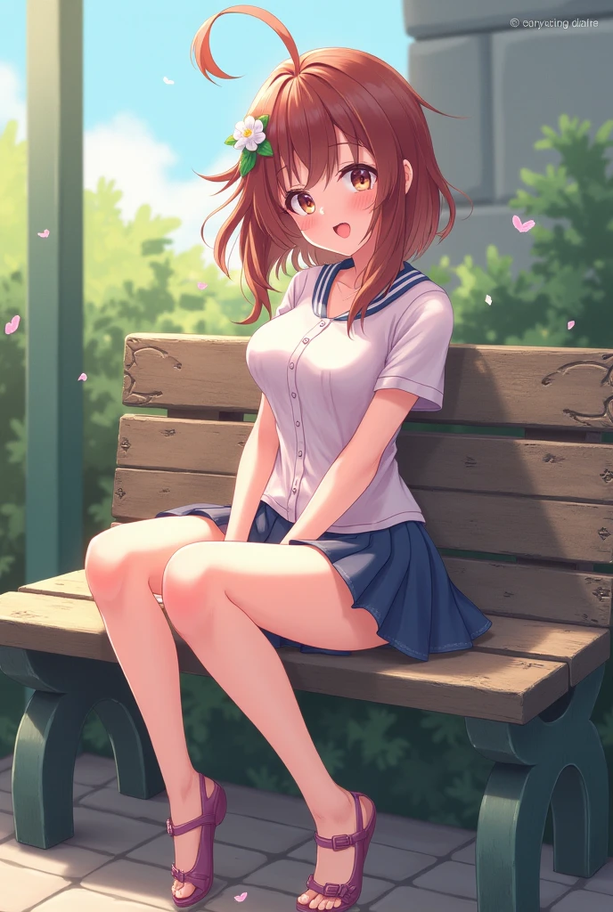 ((anime:)),,((best quality)), ((highly detailed)),(((sketch))) extremely detailed face, beautiful face,((1girl)),((solo)),shiny skin,(full body:1.15),toyama kasumi, cone hair bun, star hair ornament,nsfw,((serafuku:1.55)),((white sailor:1.25)),((short sleeves:1.15)),(red ribbon:1.15),((pleated skirt,mini skirt:1.15)) ((skirt lift:1.35)),((blue skirt:1.15)),((huge :1.15)),((pussy:1,outdoors,((looking at)),,((park,bench:1.35)),((sitting:1.35)),((sit on bench:1.35)),,open mouth,:d,,((nose blush:1.25)),(bad mood,,smile:0.895),,black cks,(knee socks:1.15),BREAK (dark brown footwear:1.15),((spread legs:1.behind back:1.15)