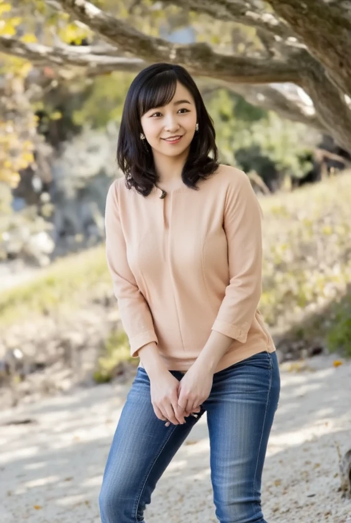 White shirt, skinny denim skirt, bra, medium breasts, milf, sexy, crossed long legs, full body, wide hips, golden ratio,
