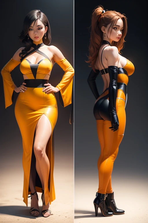 a beautiful, extremely curvy cosplay fashion model with a flat muscular stomach, dressed as Velma from Scooby Doo, walking down a runway, highly detailed face and features, long eyelashes, character expression, detailed costume, wide hips, dramatic lighting, photorealistic, 8k, cinematic, professional studio, intricate details, vivid colors