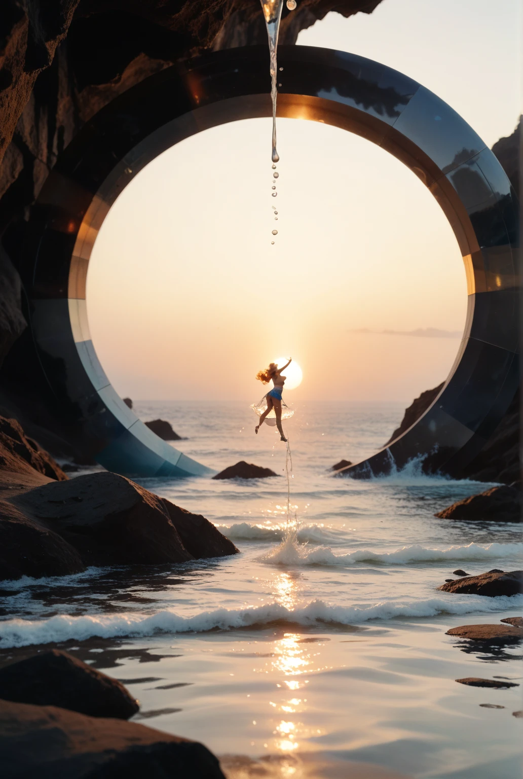 Believe me a man floating in the sea hugging a jar