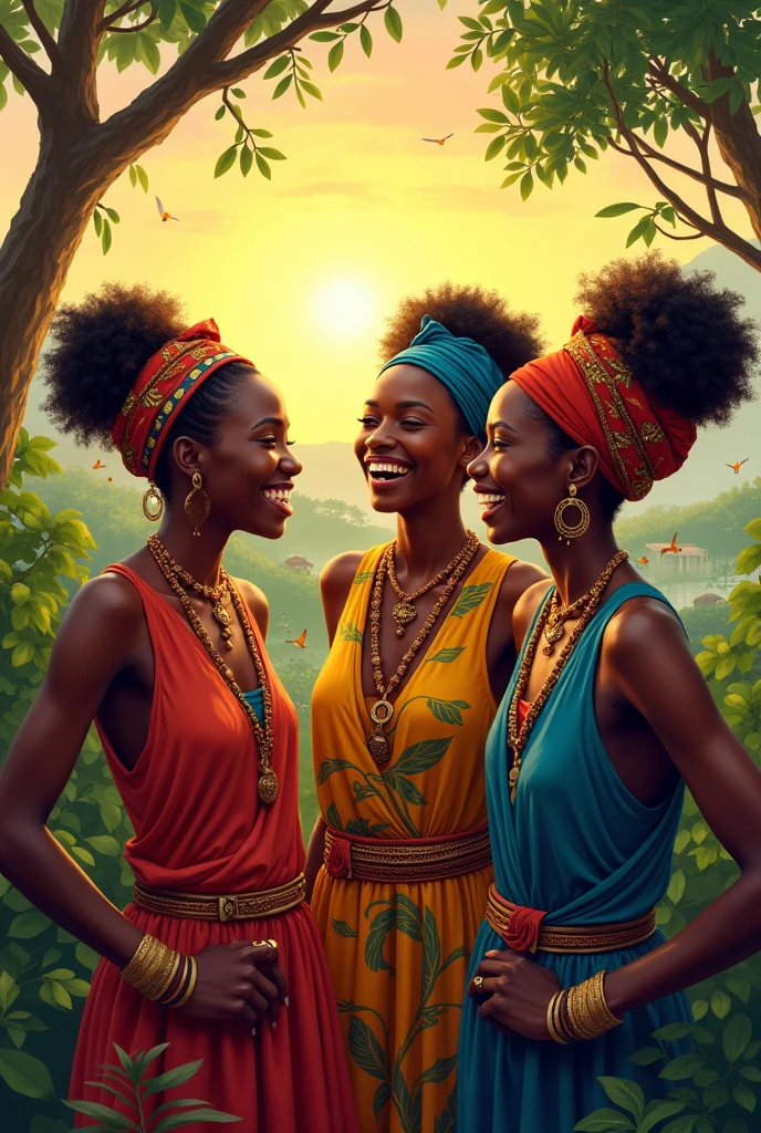 TWO BEAUTIFUL AFRICAN-COLOMBIAN WOMEN, ONE WITH A TURBAN AND THE OTHER WITH HER NATURAL AFRO, Dancing and Singing