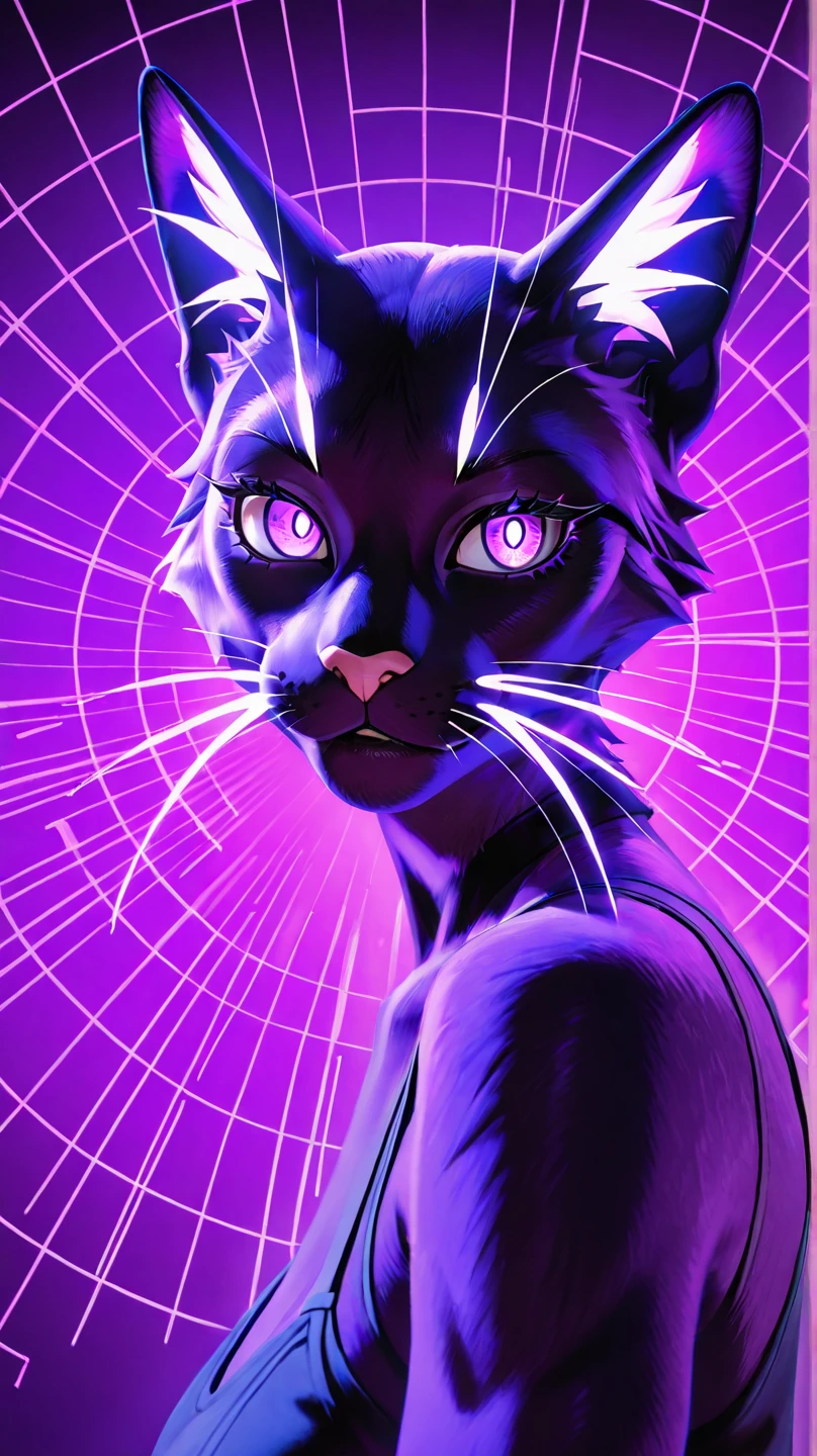, score_9,score_8_up,score_7_up, (The ultra-detailed)、8K、(Very noble and beautiful))、Cinematic Light、((1 Mechanical anthropomorphic feline girl, Kat, blonde hair in a ponytail, pink nose, :3, silver fur, )) luminescent android blue eyes, black sclera, sleek android body