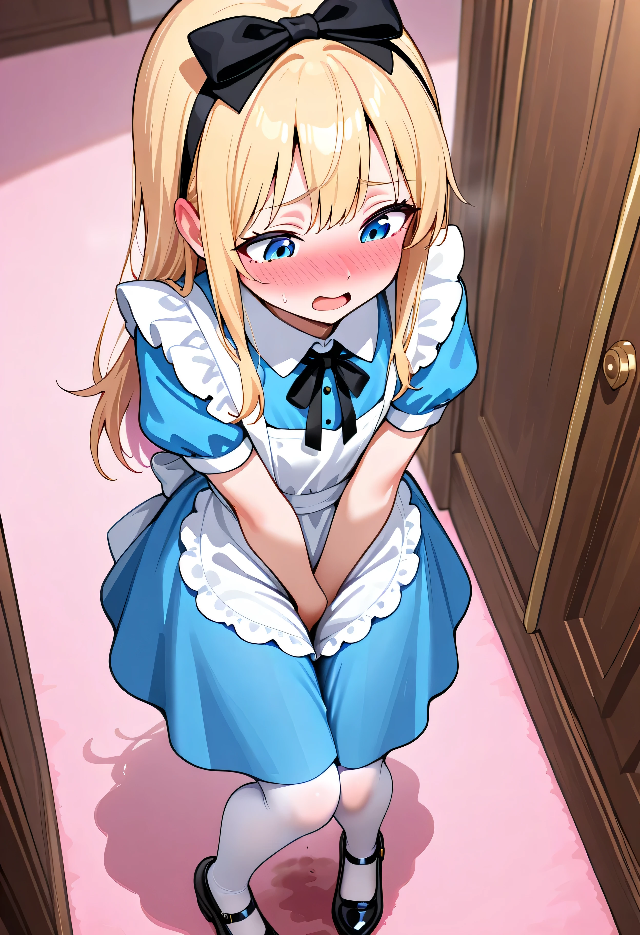 nsfw,1 male,Sweat,White Breath,Pokémon,Lillie,room,Side view,Having my breasts massaged,Embarrassed expression,