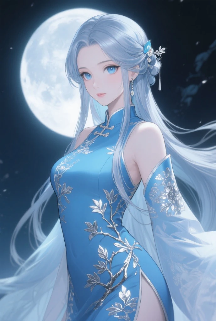 An ultrafine detailed watercolor painting of a gorgeous woman with flowers in her hair, jin shan and ross tran, Zha Shibiao, Tom Bagshaw, art nouveau accents, fantasy art, ice princess, anthropomorphic female, female moon knight, detailed cover artwork, as the goddess of the sun, by Lü Ji, Ross Tran, pale bluish skin, a marble sculpture, cgsociety, gothic art, art deco, behance contest winner