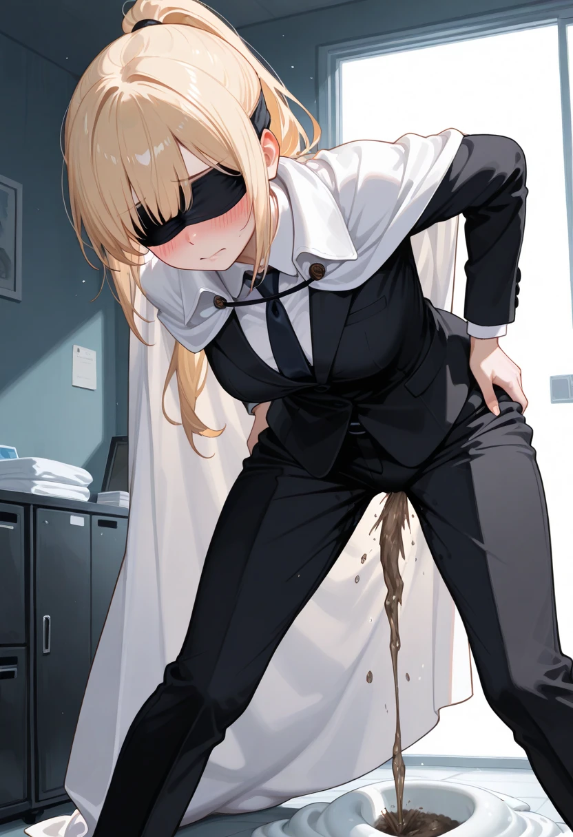 masterpiece, best quality,anime style, 1 girl,(((slender body))), (((small breast))),(((hot pants, white shirt,red tie,black pantyhose))),(((((a gorilla man grabbing the girl))))), ((((restrained, arms behind back)))),((((cum)))), (beautiful face), (((short hair))), (((straight hair))), ((((blonde hair)))),detailed beautiful skin, (perfect hands, perfect anatomy)