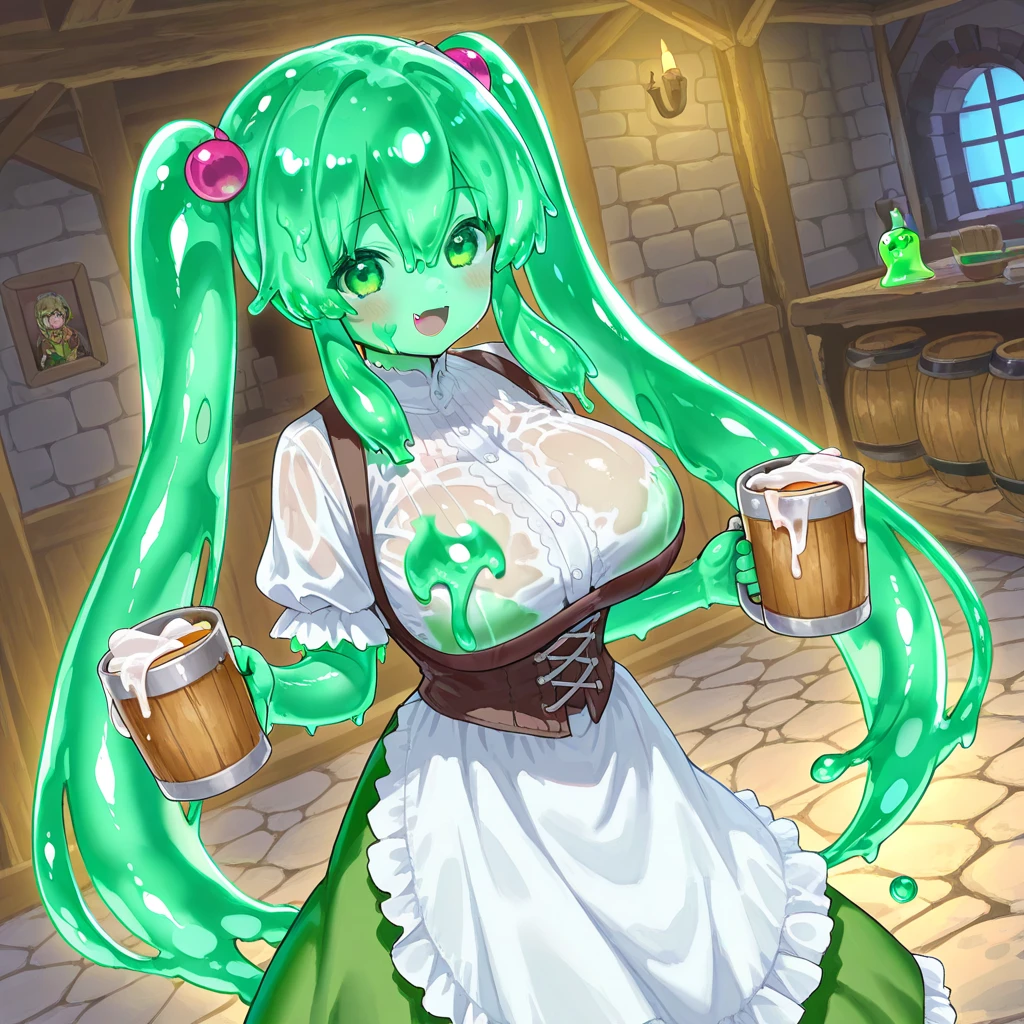 kiyober1st, horns, hair ornament, long hair, GREEN HAIR, naked, empty eyes, large breasts, nipple, Running, Heavy snowfall area, frozen, wet, crying, mountain, sea, Alone, Smile, Naked, solo, 1girl, (Peeing:1.3), (lactation, projectile lactation:1.5),