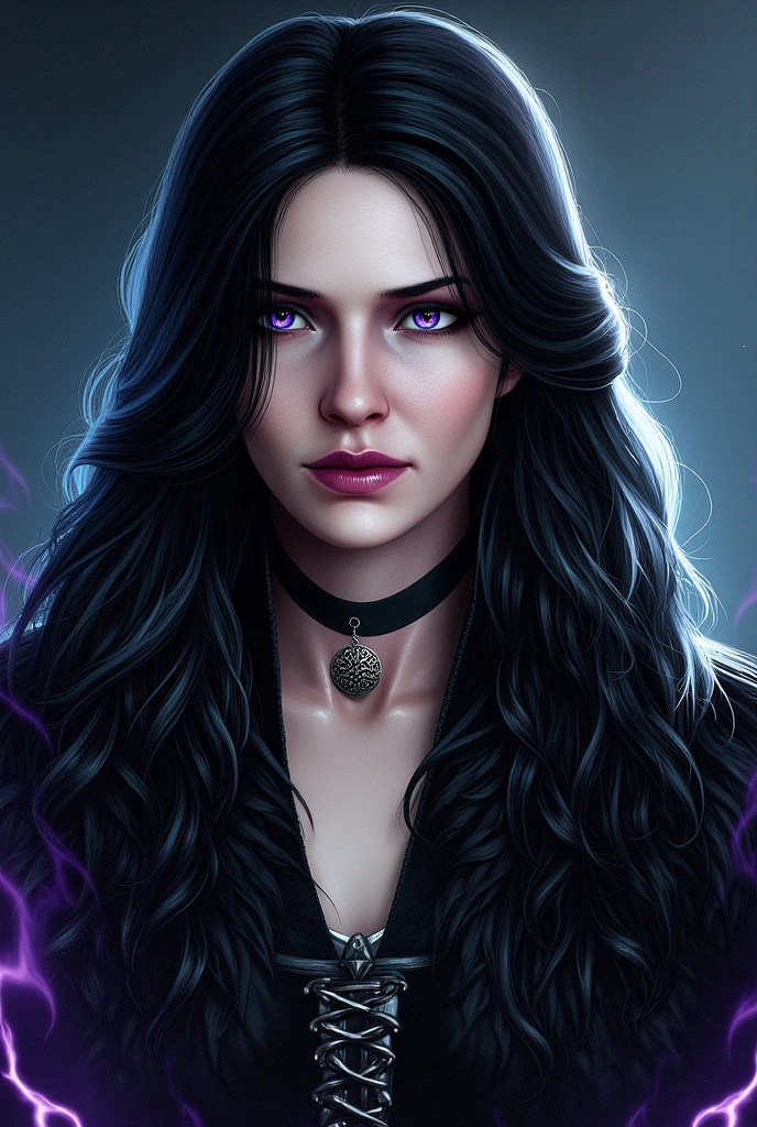 photo of a yennifer of vengerburg, witcher 3, clear skin, long dark hair, purple eyes, attractive lips,
stunningly beautiful woman, sexy sorceress robes, posing like a professional model, feminine form, 
big breasts, cleavage, sexy midriff, stunningly gorgeous, flirty and playful, 
film photography, extreme detail, 4k, ultra hd, Anna Dittmann, hyperrealism, trending on artstation, polished, photorealistic, backlight, hair light, 8k ultra hd.