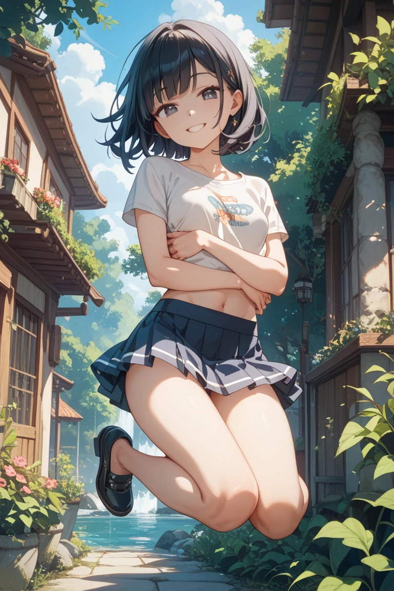 NSFw,((highest quality)), (masterpiece: 1.2), very detailed,(perfect and beautiful posture:1.2),(fullbody shot:1.3,Solo,mature man),(short cut hair),(flat chest:1.4), ((confused,embarrassed and blush:1.3)), shyness:1.1, (Sweaty, sunburned skin:1.3), (tight Sports White bra, short Pleated blue sporty miniskirt:1.3),(erect nipples:0.3),navel out,(fake smile:1.5), ((stand upright:1.5)),earrings,necklace,lips, steaming body, show teeth,midriff,At midnight,outside, black long socks,skneakers,thick red lips,drooling,excessive cum,skinny,outdoor,navel out,(tight thigts,legs crossed),heavy breathing,looking at viewer,mouth open a little,(chubby),tears,slit,((in the crowded Night park,cum on legs:1.4))