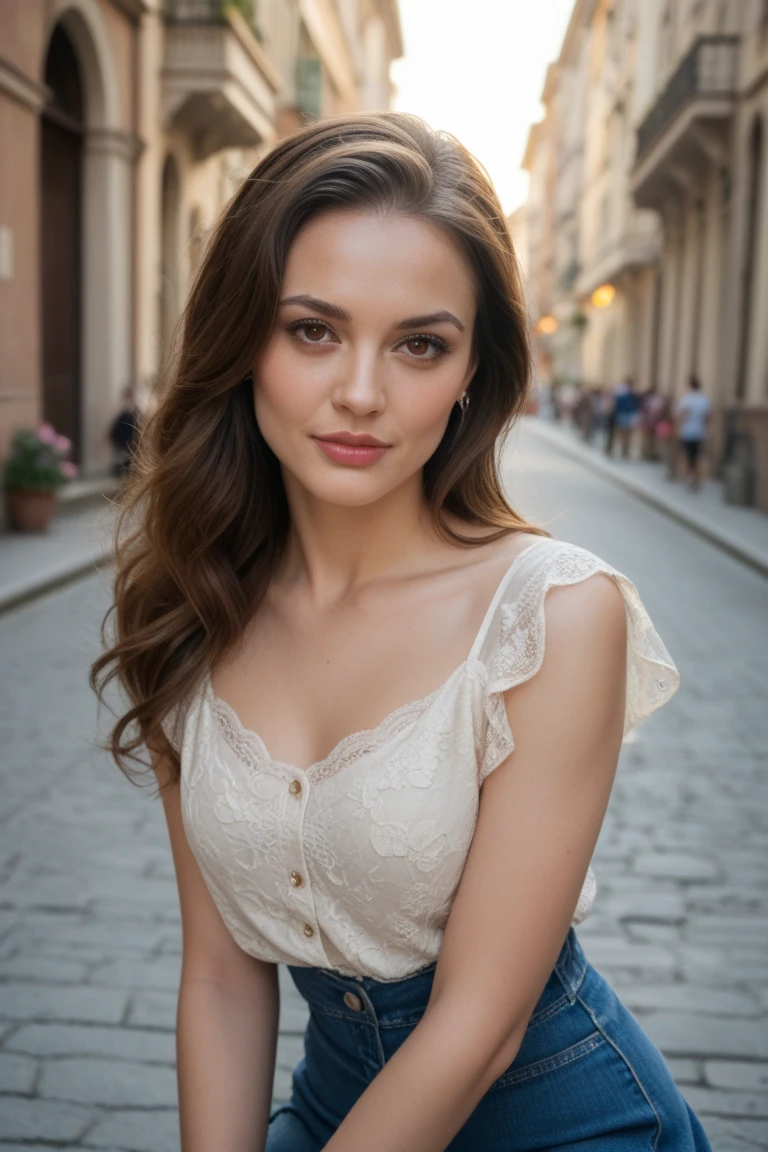 ((Tanned skin'Italian, Séduisante adolescente Italian de 25 ans)), ((Its beauty is undeniable)), ((Excited cute face)), ((Hyper detailed brown eyes,)), ((pose mignonne)), sexly, porter un t-shirt noir sur un pantalon marron, (( Longhaire,)), (( peau)), ((assis, front view)), ((toucher ses propres jambes dans une pose sexly)), regarder le Colisée à Rome, Synthetic image with sharp focus, Photorealistic, high details, realistic, Apparent facial defects, taupes, best quality, HDR, high quality, HD, extremely detailed, Background'8k screen, intricate details, 8k uh, Full HD, (photo realistic:1.2), sharp contrast, lighting intense, kinematics'lighting, lighting naturel, hard light, Contre-Jour, Global lighting, ambient occlusion, medium breast 2.0
