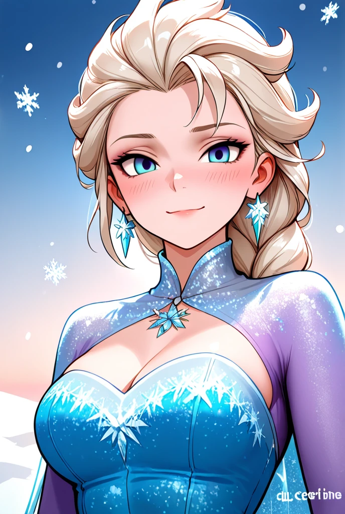 ((((ASIAN))), WITHTH YOUR BACK TO THE CAMERA,((ultra quality)), ((masterpiece)), (((best quality, highly detailed ))) highly detailed, score_9, score_8_up, score_7_up, score_6_up,source_Anime,BREAK ASIAN, elsa, 1girl, elsa (frozen), (Beautiful face), (beautiful female lips), solo, blue eyes, blonde hair, long hair, dress, makeup, freckles, smile, lipstick, bare shoulders, snowflakes, white dress, large breasts, half body,looking to the sky, cleavage, s, (beautiful female hands), ((ideal female figure)), ideal female body, beautiful waist, gorgeous thighs, beautiful huge breasts, thick thighs, wide hips, forest, single, solo, smile, closed mouth, half opened eyes, blush, elsa, looking at viewer, cowboy shot
