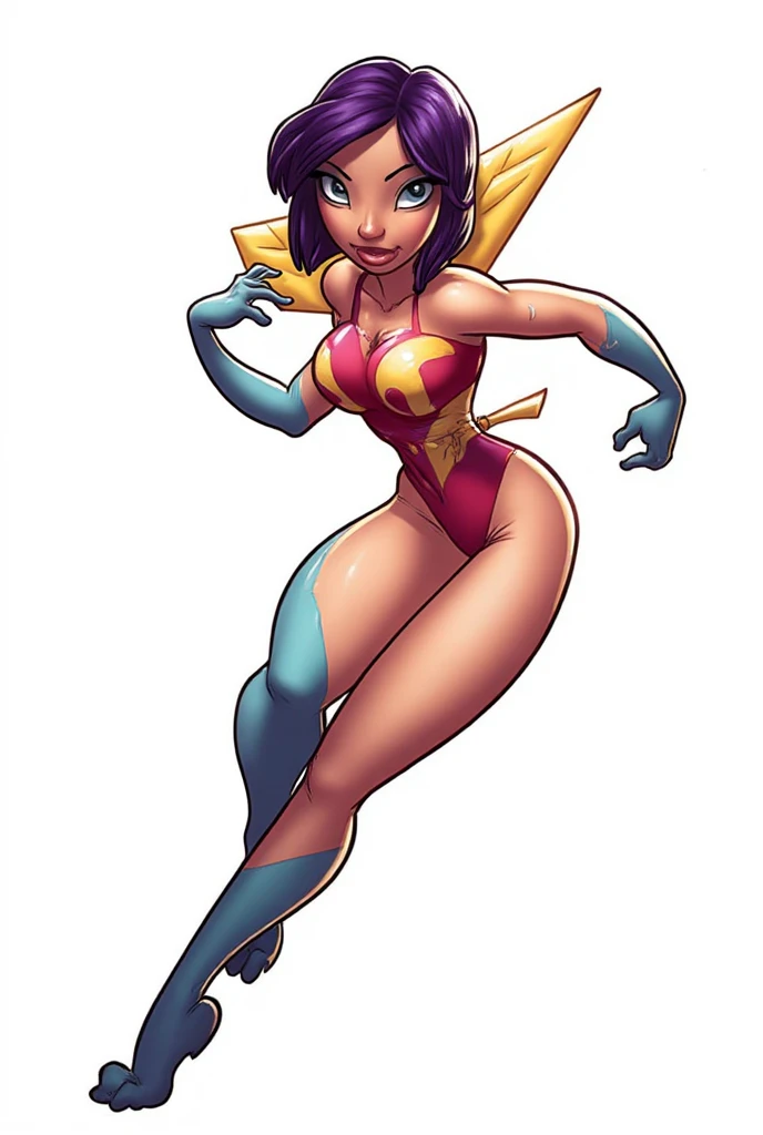 Kitana Mortal Kombat, Blue bodysuit, anime style, Cartoonish, очень Cartoonish