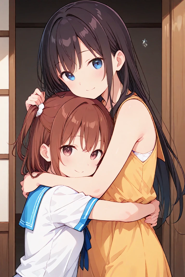 (there is a woman and a boy Stand standing side by side :2,0), a picture by Shingei, pixiv, shin hanga, hi - res scan, hi-res scan, at pixiv, in manhwa style,Hugging his girlfriend, sweet couple, official art, made with anime painter studio, in an anime style, 8k!!,(anime style),(a young girl with a young boy),(sweet face),(13 year old girl and boy),(cute face),(smiley face),(full body shot),(loli and shota),(child couple in casual outfit),(junior high school student),((a girl with of-the-shoulder top with lingerie top with hot pants:2,0)),((a boy with cool outfit)),((a girls with gal outfit)),((a girl with huge breast and curvy thigh and Curvy ass)),((??????????? loli)),(1-boy,1-girl),(curvy body)