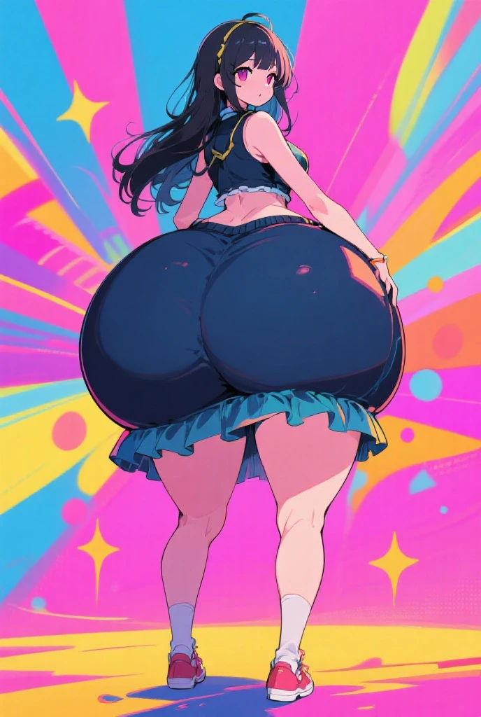 1 girl, hyper ass amazon, hyper breasts and ass, powerful thicc thighs,  she is facesitting a tiny man, 1 man, shrunken and small, size difference, he is mostly buried under her giant ass, skin indentation, his hands are pressing into her ass cheeks dynamic, bedroom background
