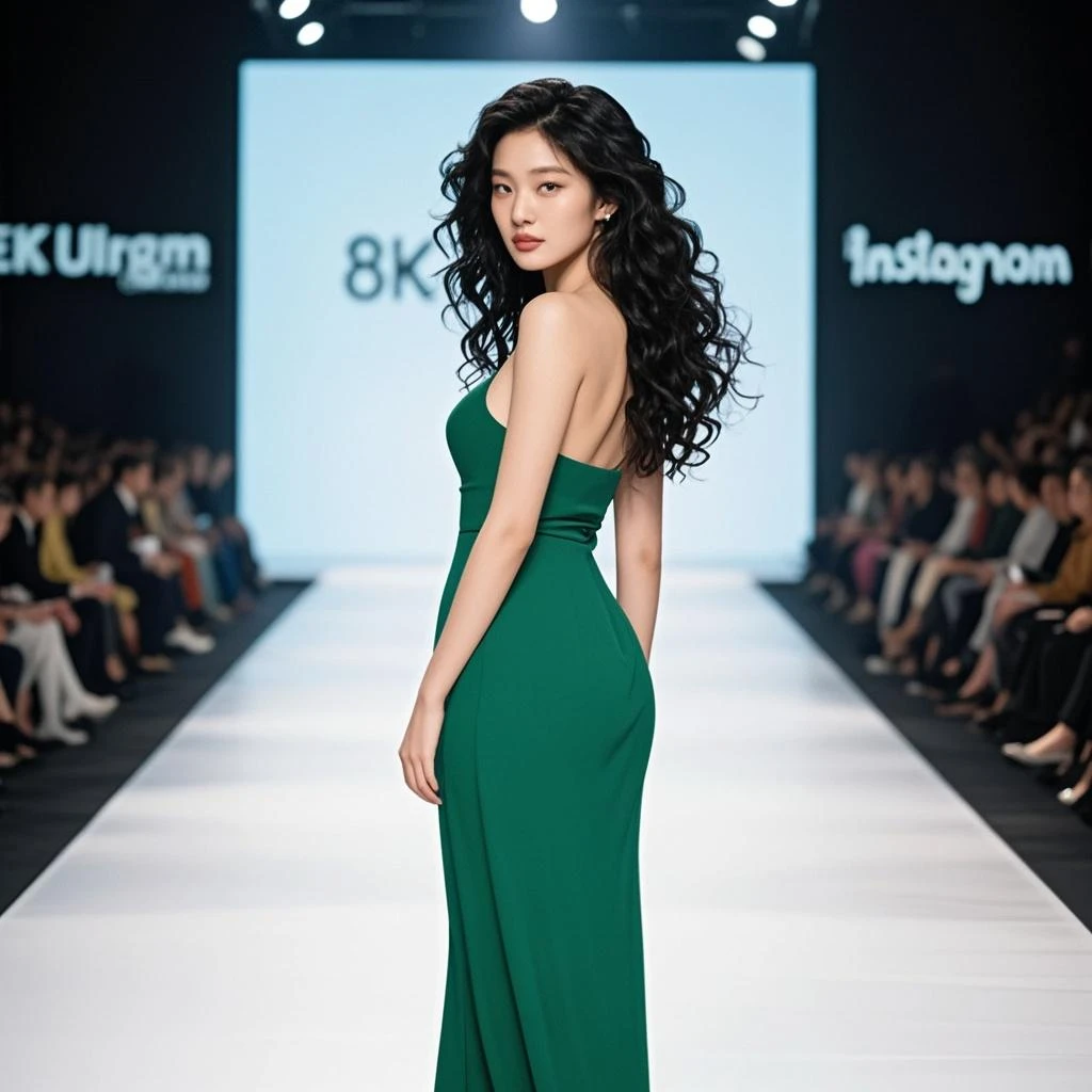 a close up of a woman in a dress on a runway, expensive voluminous dress, newspaper style, editorial model, newspaper photography, fashion model, by Eddie Mendoza, glamorous runway model, cindy avelino, newspaper, modern maximalist fashion dress, jaw-dropping beauty, newspaper collage, inspired by Ruth Jên, full covered dress, by Ruth Jên
