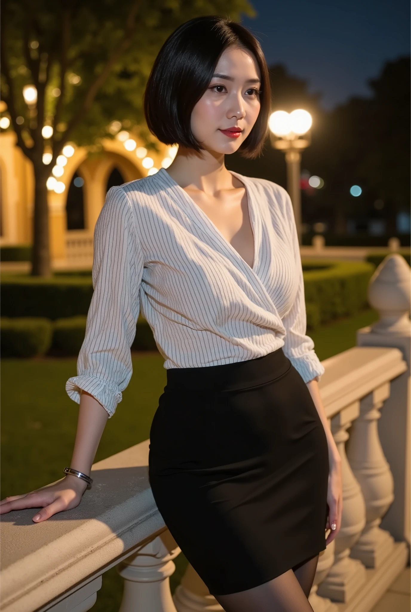 woman posing for a photo(flapper_Dress:1.Wearing 3)、A smile、 Good Hand、4K、hight resolution、​masterpiece、top-quality、headw:1.3、((Hasselblad photo))、Fine skin、Sharp Focus、(lighting like a movie)、鎖骨、natta、Soft lighting、dynamic ungle、[:(详细的脸:1.2):0.2]、(Bars in the 1920s)、L0uise、a black and white photo