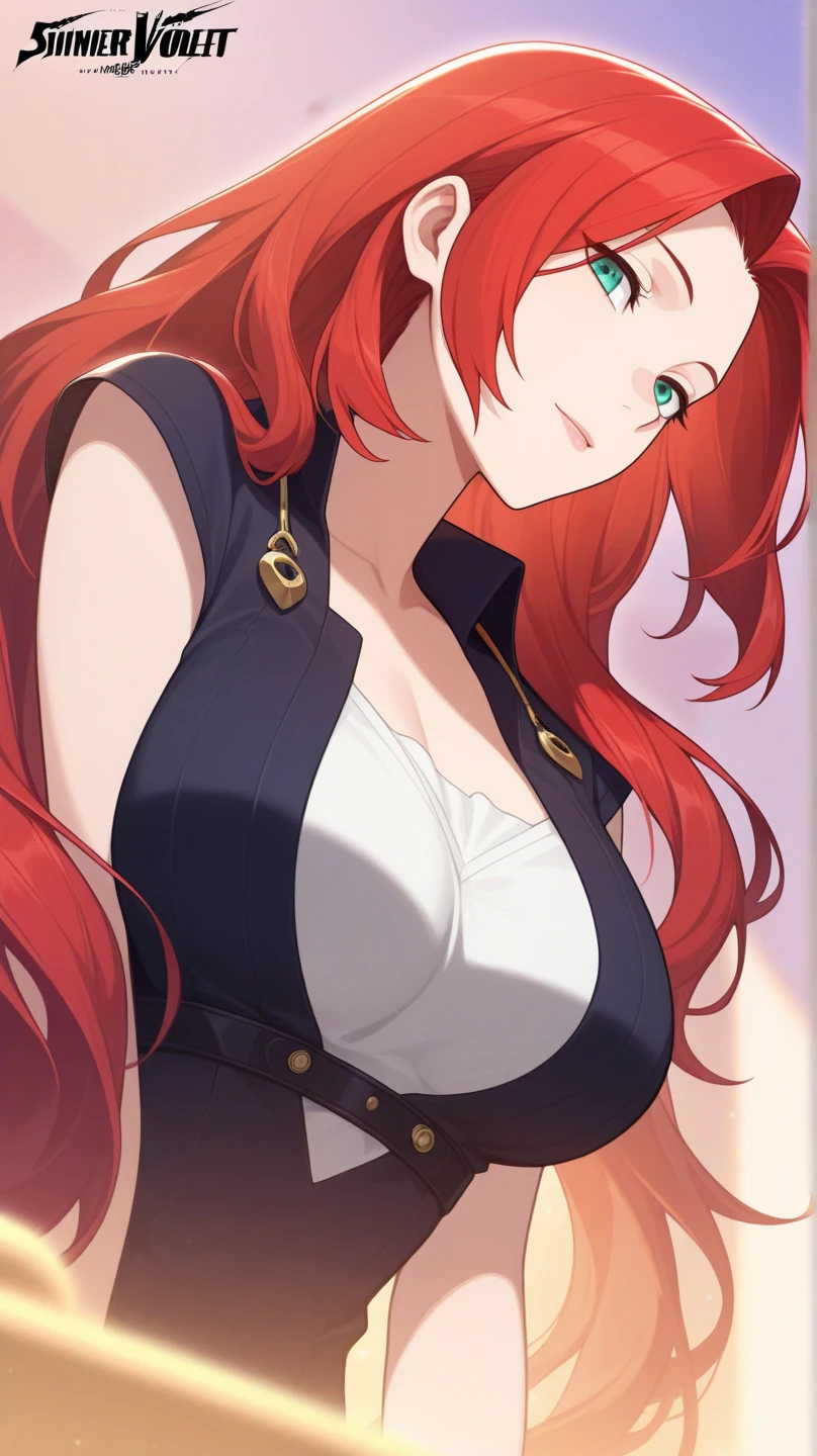 Anime girl with long red hair and blue dress, she has long red hair, She has red hair, cute anime waifu in a beautiful dress, Anime Girl Profile, Asuka Langley Suryu, anime girl with long hair, Holo - wolf girl, portrait of asuka langley soryu, anime image of a young woman, asuka langley soryu