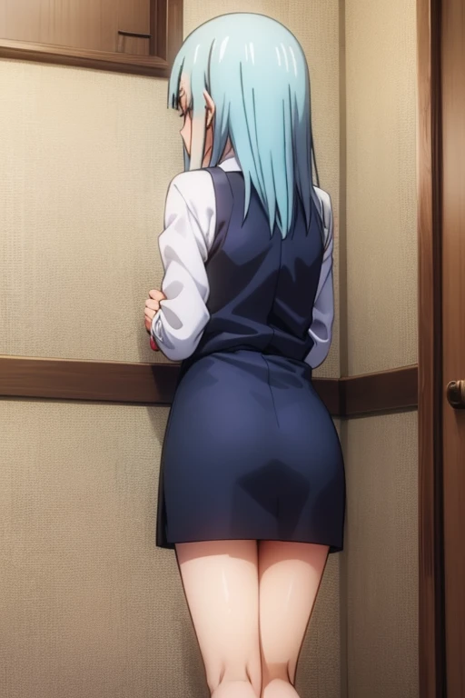 expensive body, expensive, Long legs, female, maturet, It is_wait_Cane, One girl, alone, Blue Hair, tie, Long Hair, View your viewers, black tie, blue eyes, shirt, Upper Body, bangs, Jacket, white shirt, formal, collared shirt, suit, blunt bangs,Sweaty ,(nsfw,Half naked,Nipplekake,Flove juiao,Creampie,(Raise one leg)