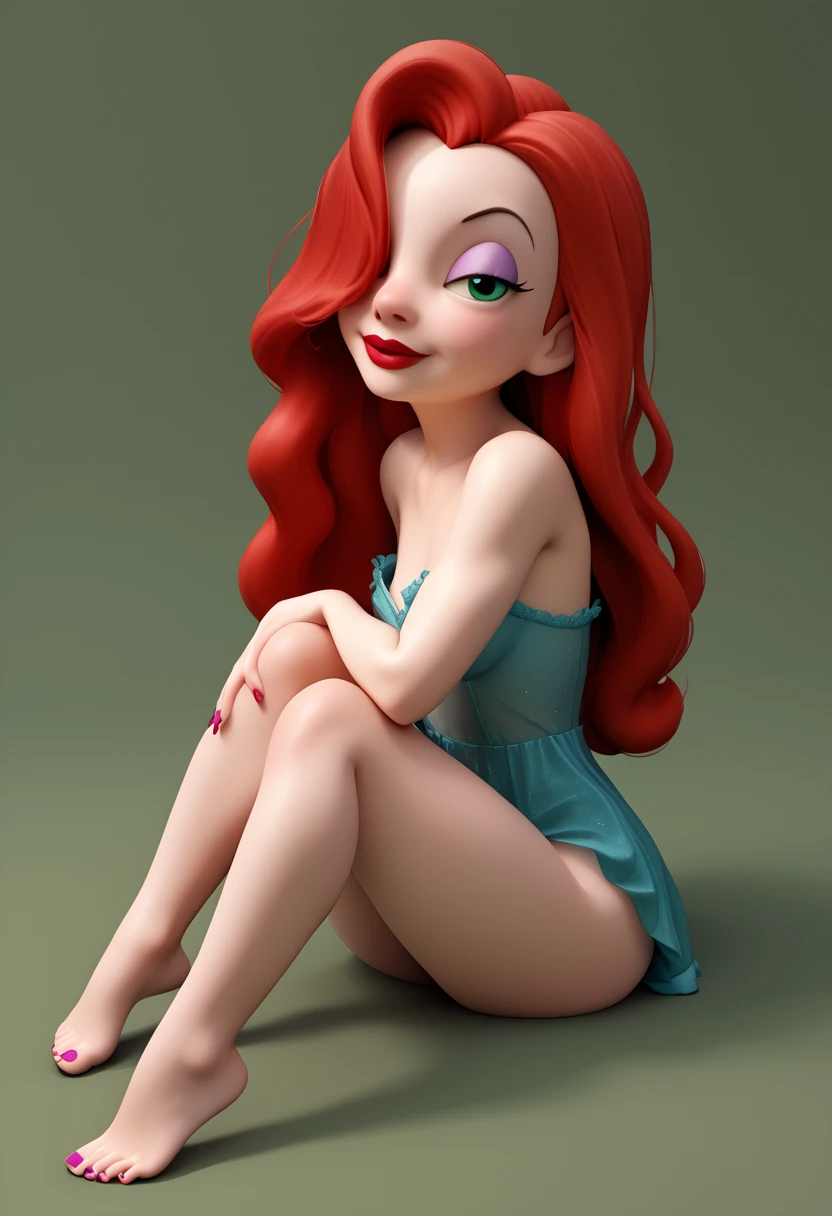 seducing young woman, 1girl, ginger hair, blue eyes, looking at viewer, smiling, squatting, front view, spreading legs, black corset and lingerie, strapless, medium Breasts, naked shoulders, Long Legs, black platform heels, touching her Breasts, simple background,