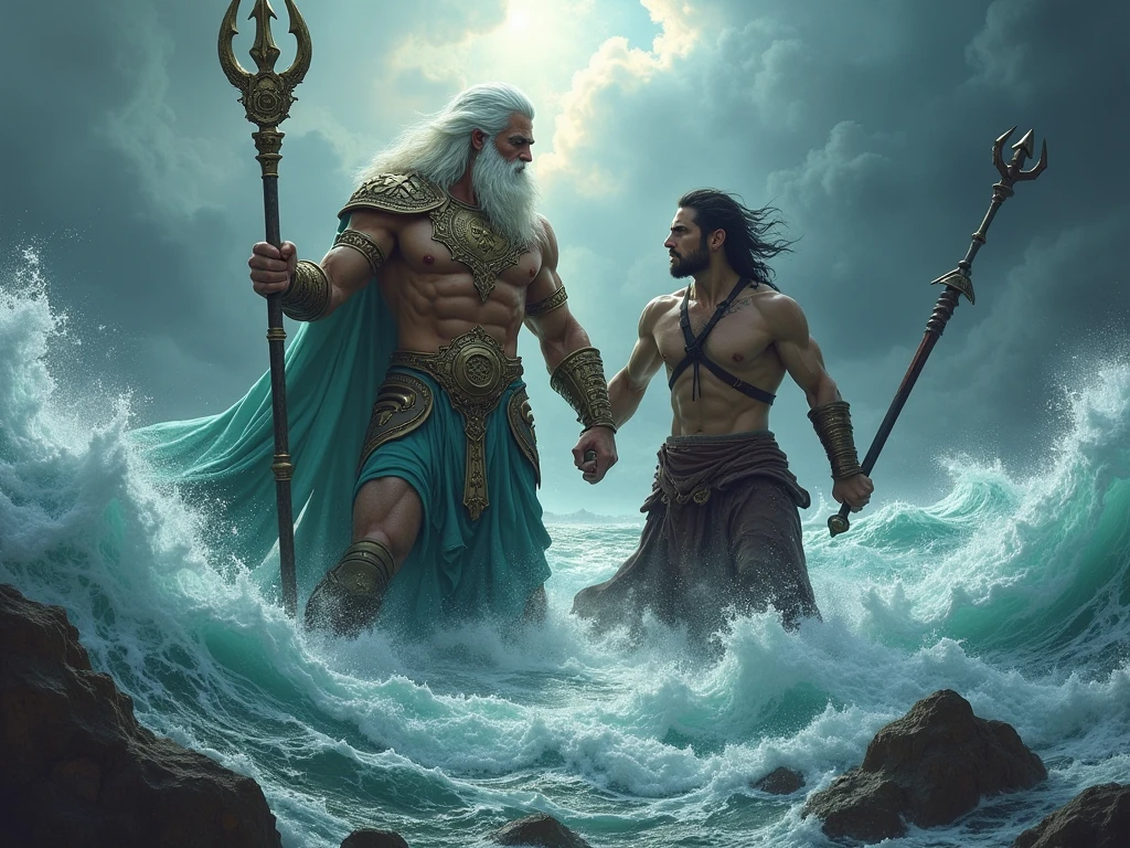 Poseidon fights Zeus