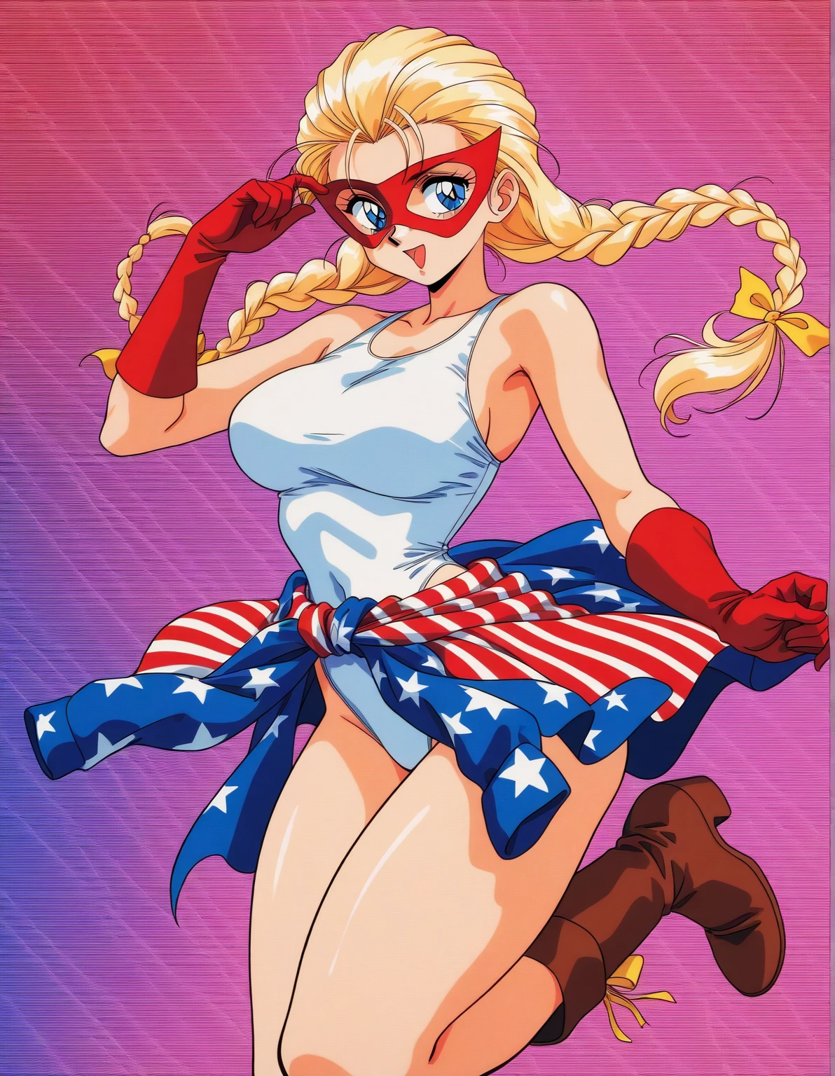 score_9, score_8_up, score_7_up, score_6_up,score_5_up,score_4_up, (BREAK domino mask:1.2), american flag print, striped bodysuit, red cape,starandstripe, toned, antenna hair, long hair, orgasm grin, (nsfw:1.2), pubic hair, in room, big breasts, nipples, gigantic penis to anal, (pussy juice:1.2), cum, trembling with sexual climax, (muscle male:1.2), (anal sex:1.2), (Allmight:1.4), back supright straddle, hug, from side below, grabbing another's breast, city lights, night, spread leg, see-through, (sexy lingerie:1.8), panties, cameltoe, (fishnet tights:1.4),