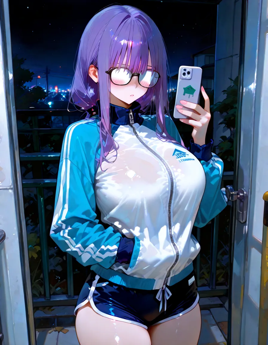 (8K、top-quality、​masterpiece:1.2)、(realisitic、ultra-detailliert、超A high resolution,beautifull detailed face,perfect body,perfect lighting,constriction,beautiful detailed skin,skin texture,(1giri,very short hair:1.5,purple hair,red eyes),giving a slight bow,(school uniform,purple bow tie,collared shirt,off shoulder,purple,jacket,partialy unzipped,long sleeves,sleeves past wrists,pleats skirt,black skirt,pantyhose,clothes around weist,black loafers),lying in waterl:1.5,swimming pool,see through:1.0,wet hair:1.0,wet body:1.0,covering chest with hands:1.0,selfie