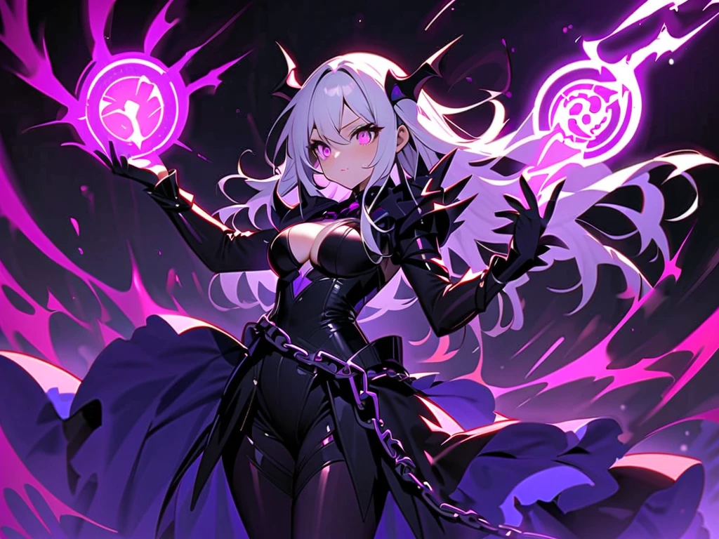 dark persona, nsfw, penis, cum futanari, masturbation,, satou kuuki, Embracing dark aura, pubic tattoo, glowing tattoo, 1girl, solo,, thigh high boots, long hair, Feeling magical energy, hand on own hip, octagonal yin yang mirror, cape, forehead accessory, runes, evil smile, stand-up collar, black body suit, at midnight, Holding a symbol of faith, purple eye, white hair, gold decoration, evil eye decoration, moon, earring, chains, belt, yin yang, skirt, beautiful art, high res, perfect face, detailed outfit