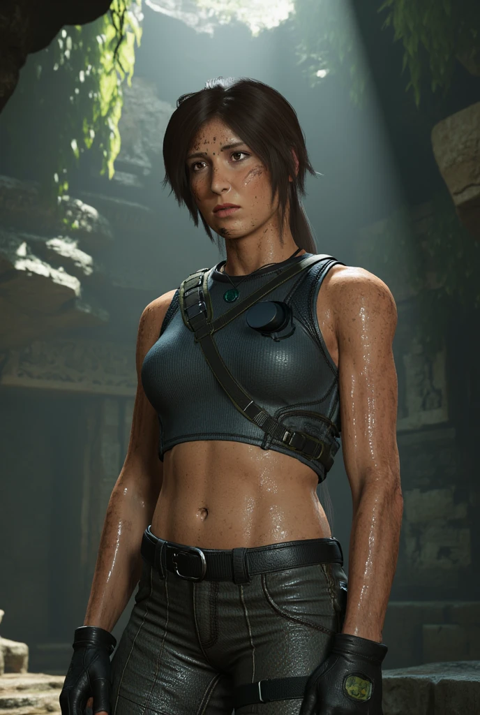 Lara Croft, exploring dark cave, water, moonlight, fire, (8k, RAW photo, best quality, masterpiece:1.2),ultra-detailed, (high detailed skin:1.2), 8k uhd, dslr, soft lighting, high quality, <lora:projectile_cum_v0.2:1> (8k, RAW photo, best quality, masterpiece:1.2),ultra-detailed, (high detailed skin:1.2), 8k uhd, dslr, soft lighting, high quality, <lora:Lara_Croft_SotTR_v11:0.8>