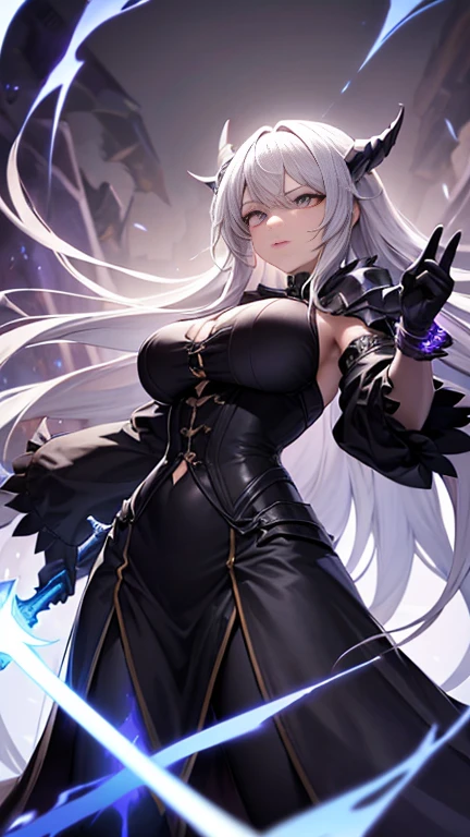 (((highest quality、Masterpiece、Normal body、8k、Detailed face、Ultra-precision、Normal hand、Normal finger、5Finger、supreme)))Golden and silver hair、Princess、Gorgeous Dress、Frilled Skirt、Shiny Tiara、night armor、metal boots、death scythe、Overall view、Ripped Dress、Torn dress、Dress with holes、exposed skin、Grim Reaper、grim Reaper