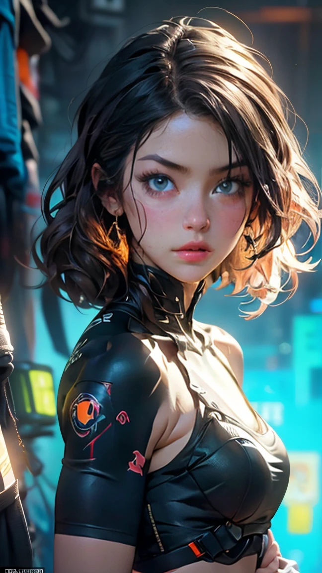 There was a woman standing on the roadside, Cyberpunk Art by Yang J, Popular topics on ArtStation, realism, guweiz style artwork, anime style. 8K, guweiz, Realistic anime 3D style, Popular topics on cgstation, 🤤 girl portrait, Surreal cyberpunk style, anime style mixed with fujifilm, Fantasy cyberpunk girl