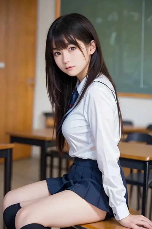Two junior high school girls、Student uniform、In the classroom、In the classroom、Black Skirt、White shirt、Black Hair、Asian、10th Generation、Two people lined up、Sexy white panties、Skirt flipped up、Cute smile、Large Breasts、bangs、Inner thigh pose、Please hold your crotch with your hands、High School in Japan 、Nogizaka Idol、Korean Idol、Invite you inside、((Inviting eyes))