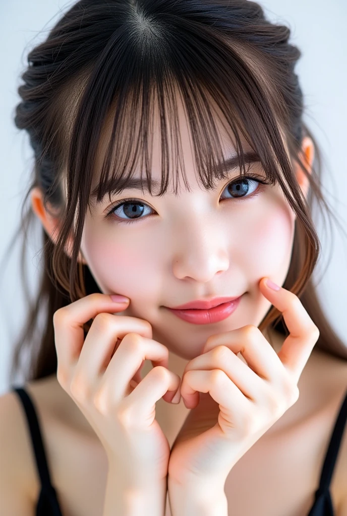 (Highest quality、8K、32k、masterpiece)、(Realistic)、(Realistic:1.2)、(High resolution)、Very detailed、Very beautiful face and eyes、1 Girl、Round and small face、Tight waist、Delicate body、(close、Highest quality、Attention to detail、Rich skin detail)、(Highest quality、8K、Oil paints:1.2)、(Realistic、Realistic:1.37)、Bright colors、(((blonde)))、(((Upper Body Shot)))、(((Medium Hair)))、(((White wall background)))、(((Happy expression)))、smile、(((Blonde)))、(((Soccer uniforms)))、(((青と白のSoccer uniforms)))、(((Blue Uniform)))、touch my head、Perm Hair