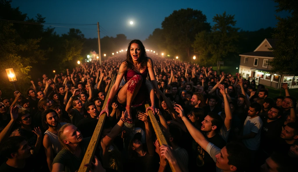 Crowd surfing boobs