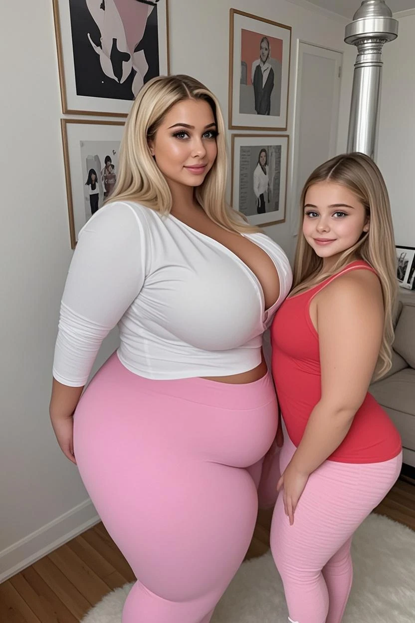 masterpiece, (8k wallpaper) , (best quality), perfect quality, solo, (detailed eyes:0.9), girl, very young, blonde long hair, face : ( cute very beautiful face, round face, a bit plump cheeks, very young), figure : ( very full body, very full figure, very curvy, chubby, big breasts, navel, very thicc, very thick, fat thighs) clothes: (tight see-throught white night dress)