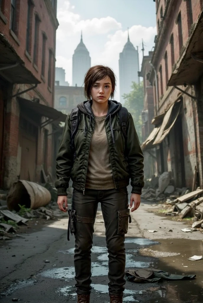 ((ultra detailed, masterpiece, absurdres))
<lora:TLOU2Ellie:0.8>
TLOU2Ellie, 1girl, solo, brown hair, green eyes, City backstreet with steam vents, dynamic lighting, cinematic and atmospheric , Puffer jacket, oversized sweater, leggings, chunky sneakers
