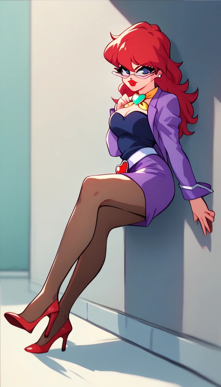 (Masterpiece, Best Quality, High Quality), looking at viewer,Nishikino maki, Red hair, purple eyes,qipao leotard, transparent sleeves,red transparent pantyhose